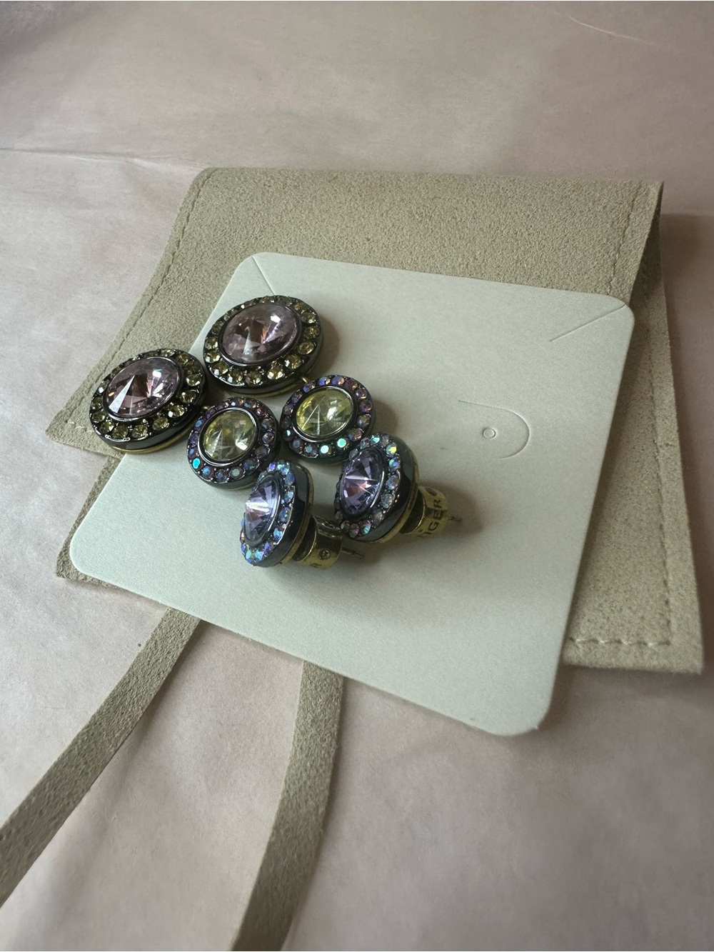 Kurt Geiger Multicolor Octavia Linear Purple  Crystal Drop Earrings - Picture 4 of 7